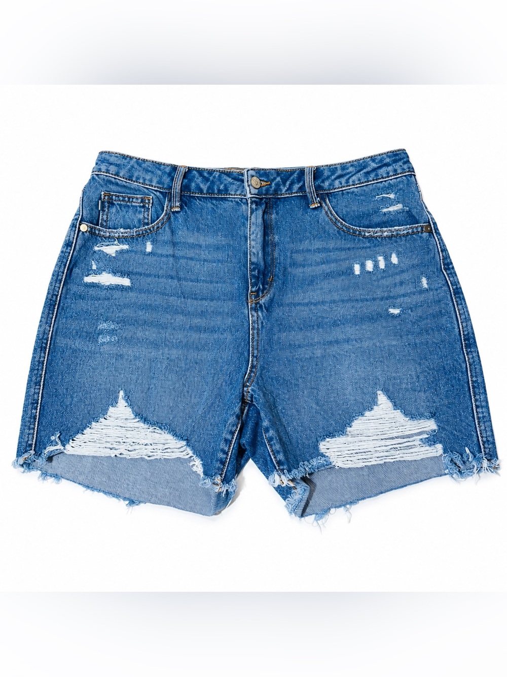Judy Blue Women XL size 34 Distressed High Rise Denim Jean Shorts Frayed Hem
